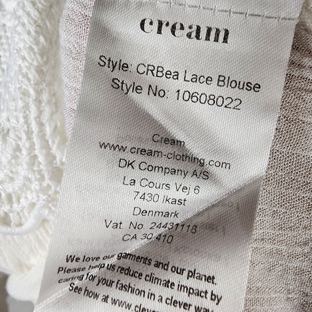 cream Bea Lace Collar and Cuff Feminine Blouse Off White Size 38/Small/Med - Picture 14 of 16